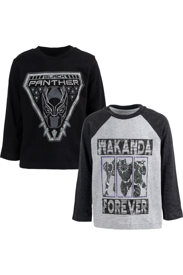 Avengers 2-Piece Long Sleeve T-Shirts, Main, color, Grey Black Panther