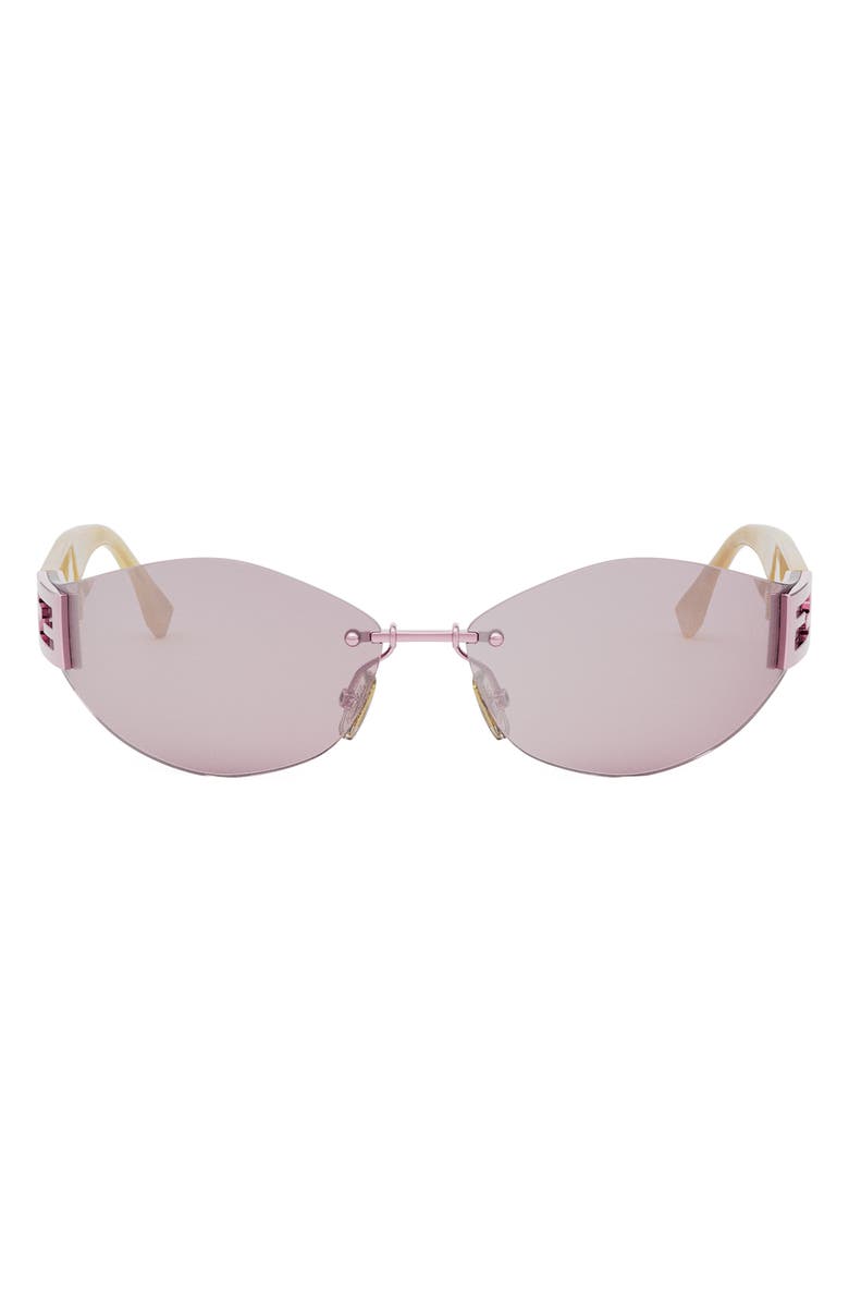 Fendi Baguette 74mm Oversize Geometric Sunglasses, Main, color, Pink / Other / Violet