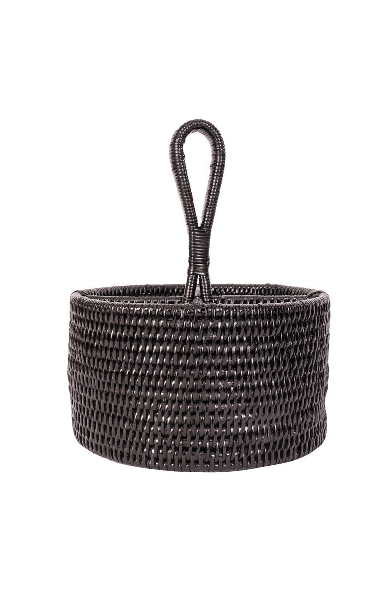Artifacts Trading Company<sup>™</sup> Artifacts Rattan Round 4 section Caddy/Cutlery Holder, Main, color, Tudor Black