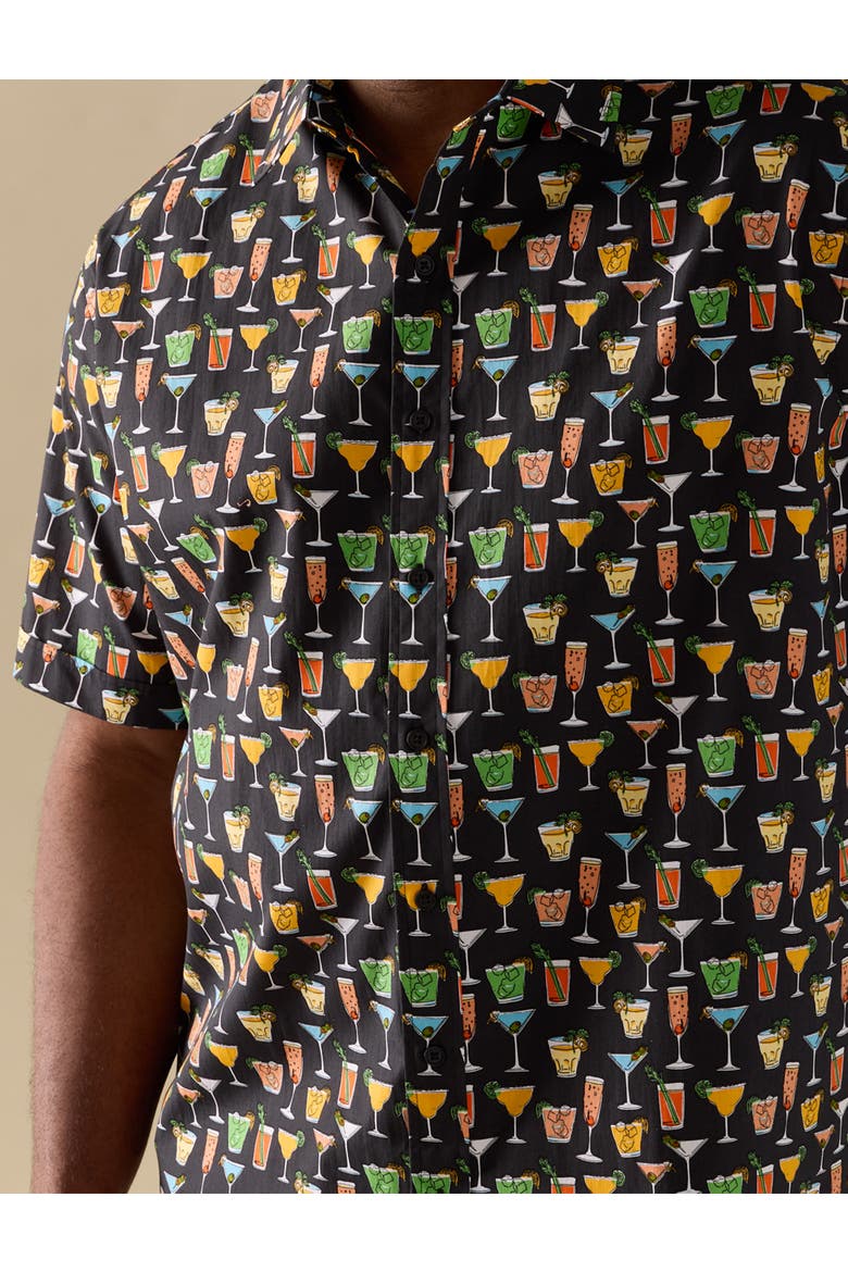 Big & Tall Multi Drink Patterned Sport Shirt, Alternate, color, BLACK