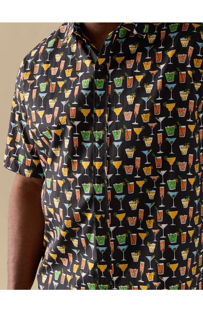 Synrgy by DXL Big & Tall Multi Drink Patterned Sport Shirt, Alternate, color, Black