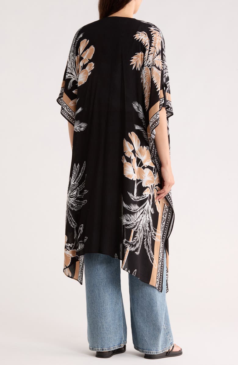 Vince Camuto Palm Tree Crinkle Duster, Alternate, color, Black