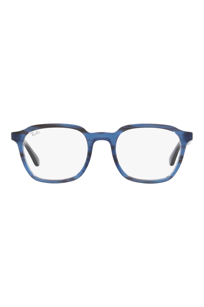 52mm Square Optical Glasses, Main, color, BLUE STRIPE