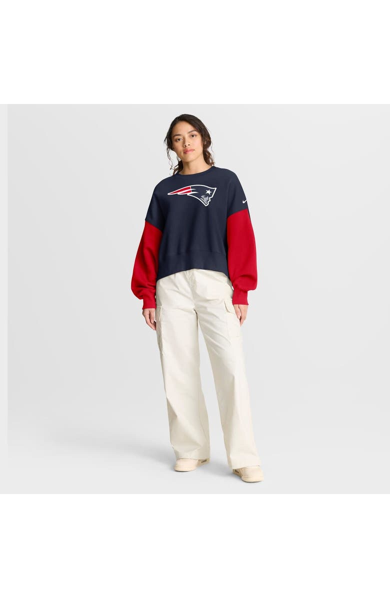 Nike Women's Nike Navy New England Patriots Oversized Color-Block Pullover Sweatshirt, Alternate, color, Navy