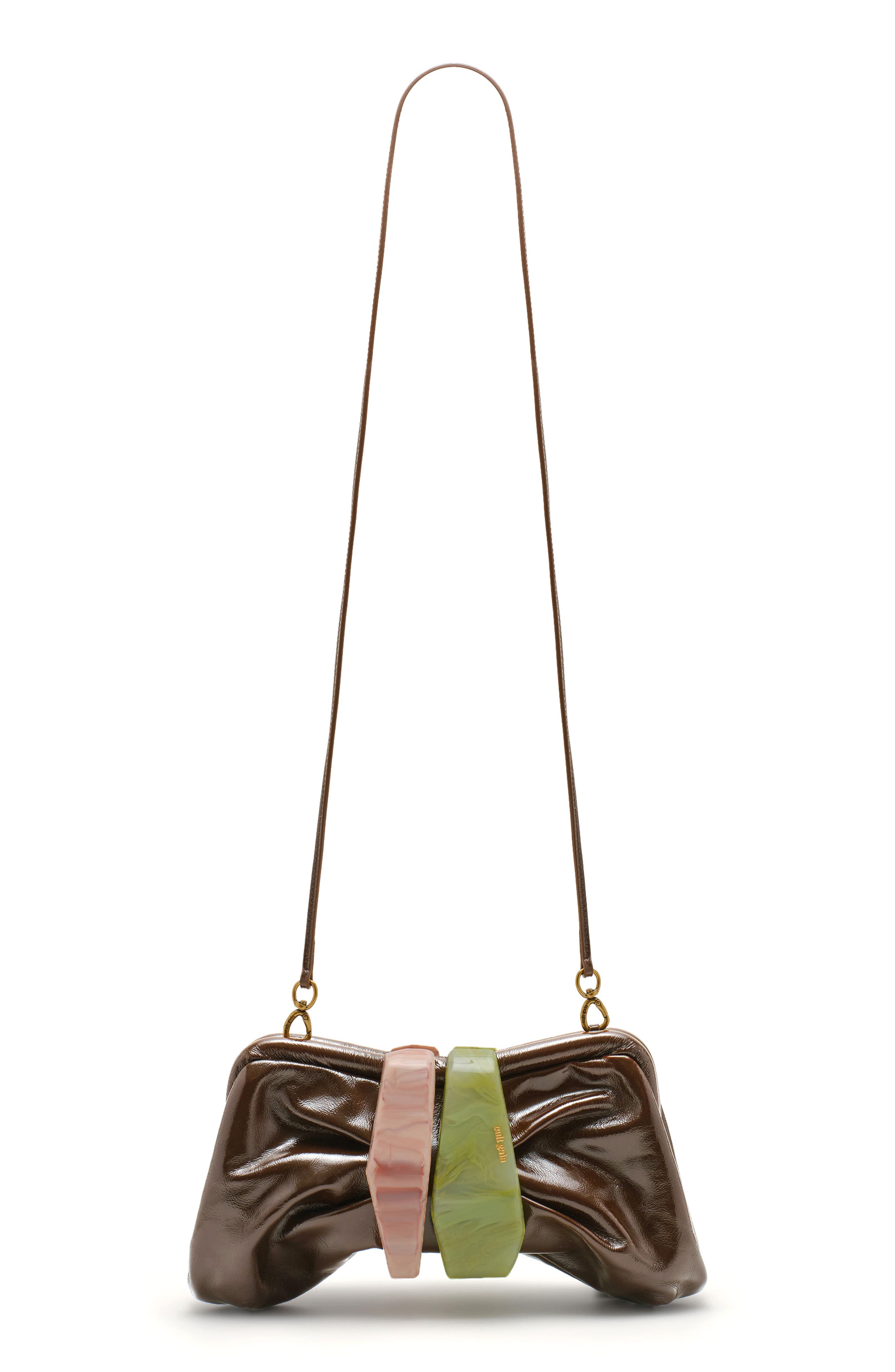 Cult Gaia Julita Leather Frame Clutch, Alternate, color, Luwak