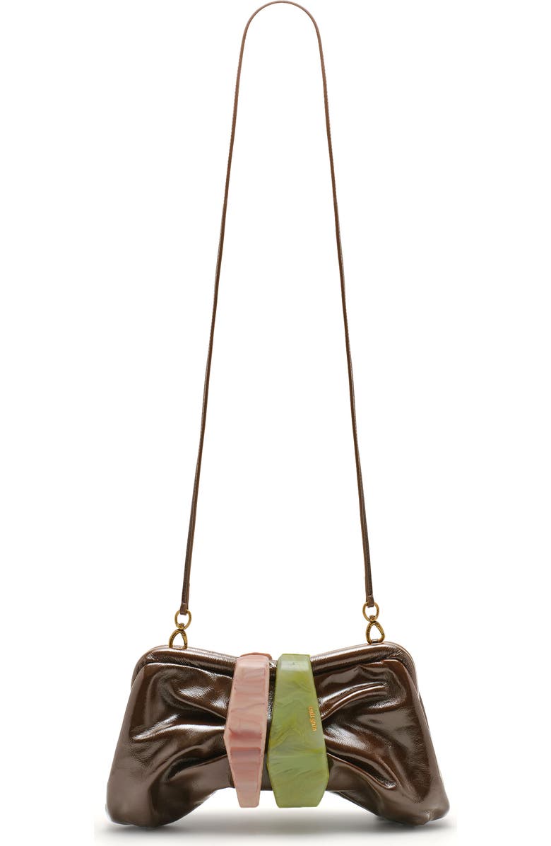 Cult Gaia Julita Leather Frame Clutch, Alternate, color, Luwak