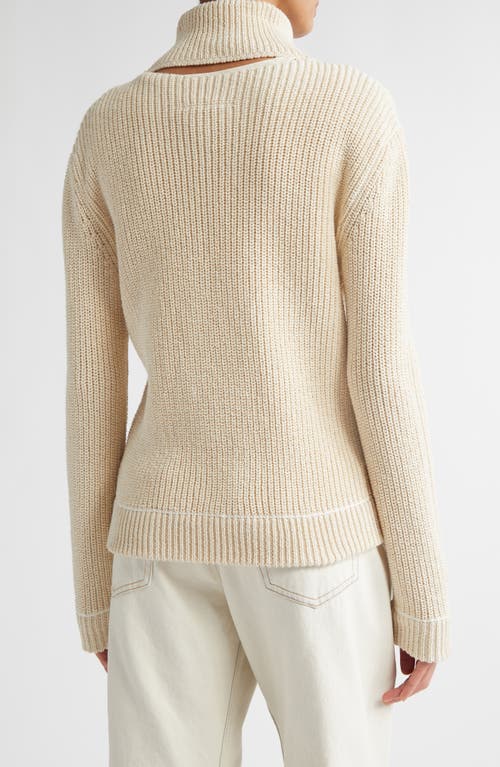 Shop Mm6 Maison Margiela Full Zip Rib Cardigan In Cream