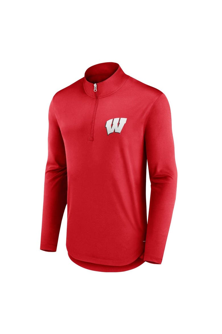 Men's Fanatics Branded Red Wisconsin Badgers Tough Minded Quarter-Zip Top, Alternate, color, Red