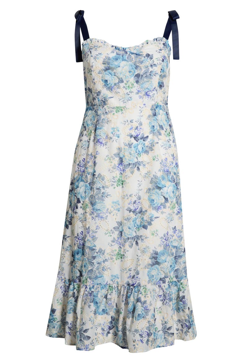 Majesty Villa Garden Floral Sundress, Alternate, color, WHITE-BLUE