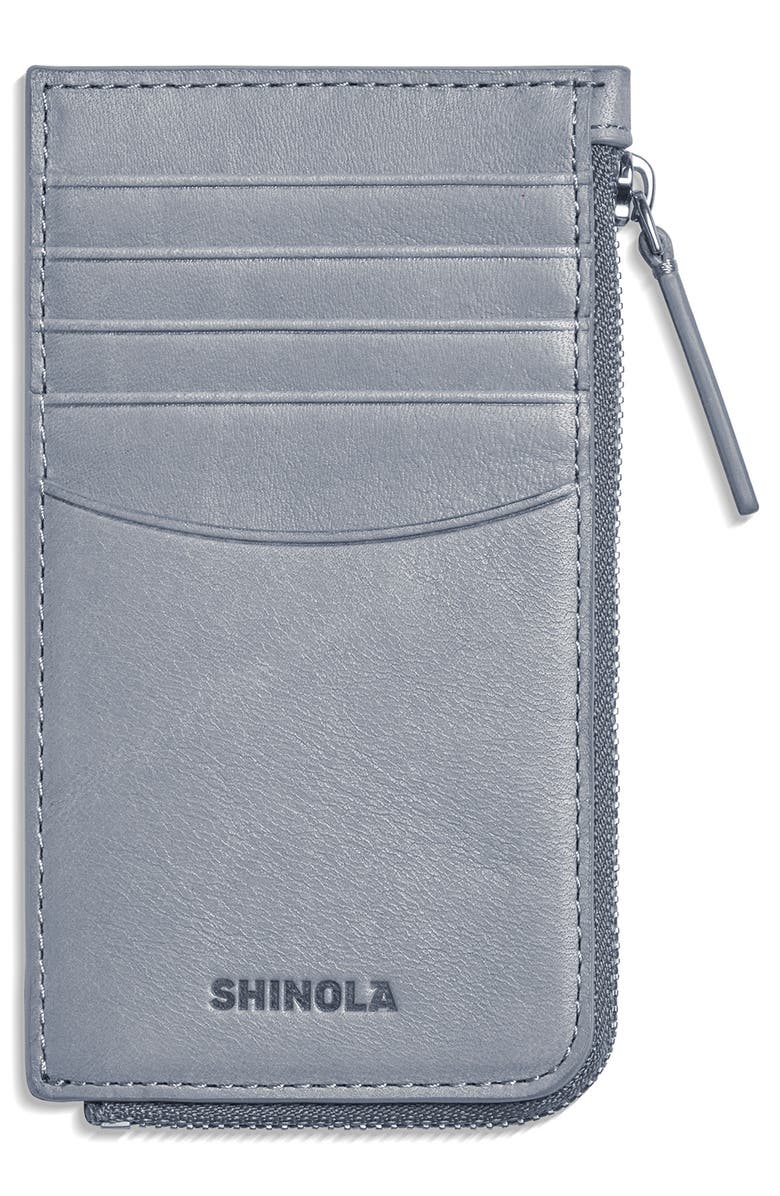 Shinola Leather Zip Around Card Case, Main, color, Mist