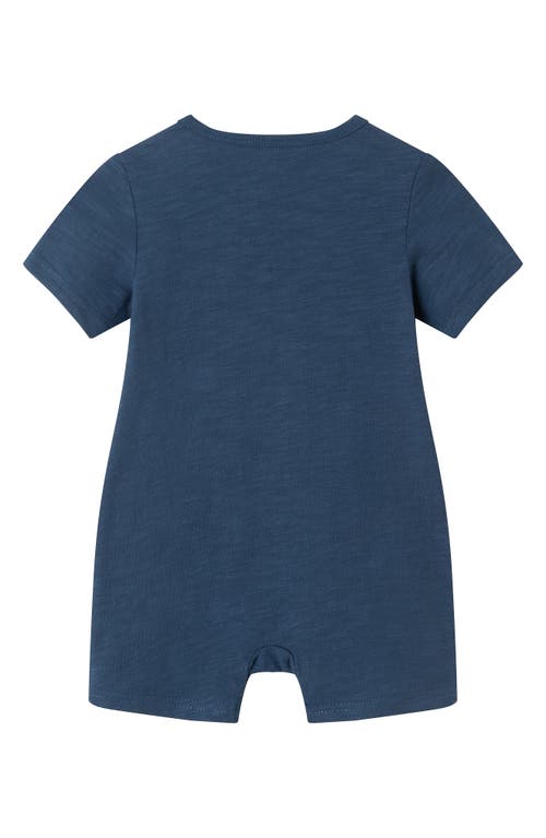 Andy & Evan Graphic Print Cotton Romper & Bib Set In Navy