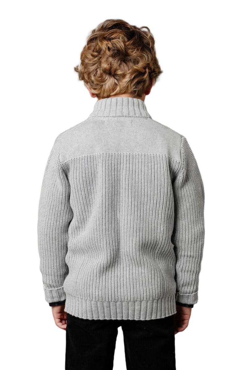 Hope & Henry Boys' Organic Mock Neck Cardigan, Kids, Alternate, color, Dark Gray Heather