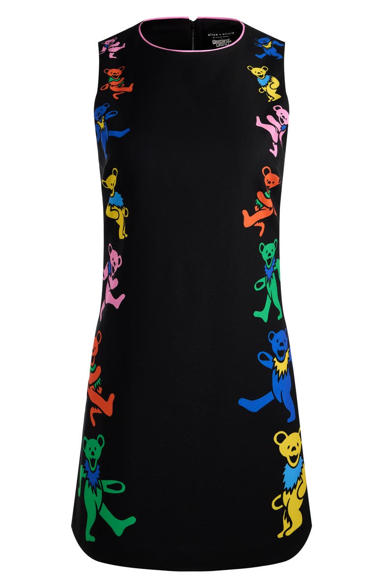 Alice + Olivia x Grateful Dead Clyde Fitted Sheath Minidress, Alternate, color, Grateful Bears Black
