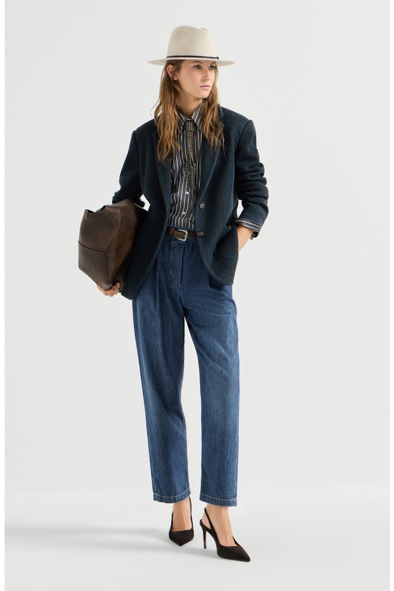 Lightweight denim five-pocket trousers, Alternate, color, Dark Denim