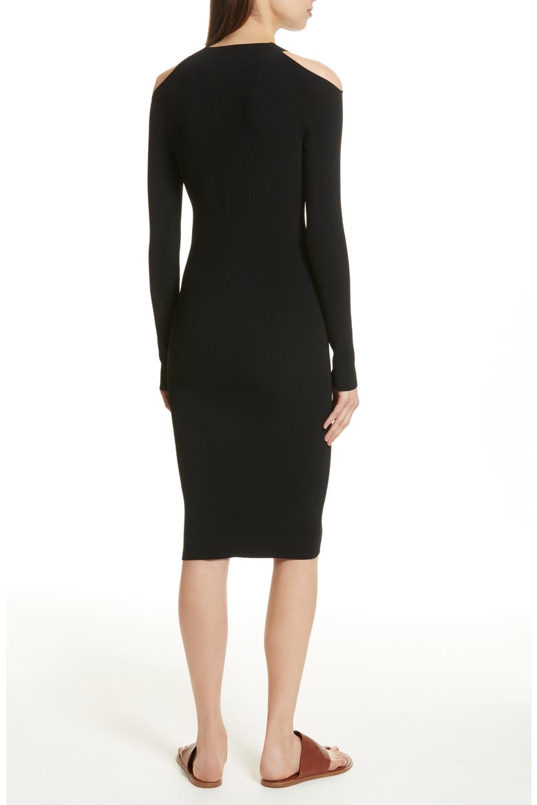 Cold Shoulder Body-Con Dress, Alternate, color, BLACK
