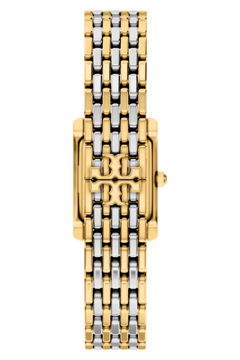 The Small Eleanor Mother-of-Pearl Tank Bracelet Watch, 19mm x 22mm, Alternate, color, TWO TONE