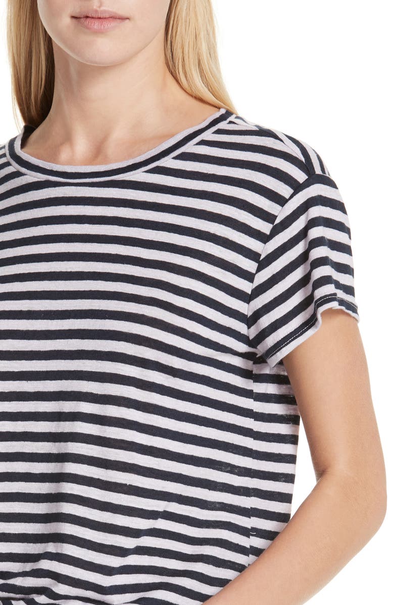 FRAME Stripe Linen Tee, Alternate, color,
