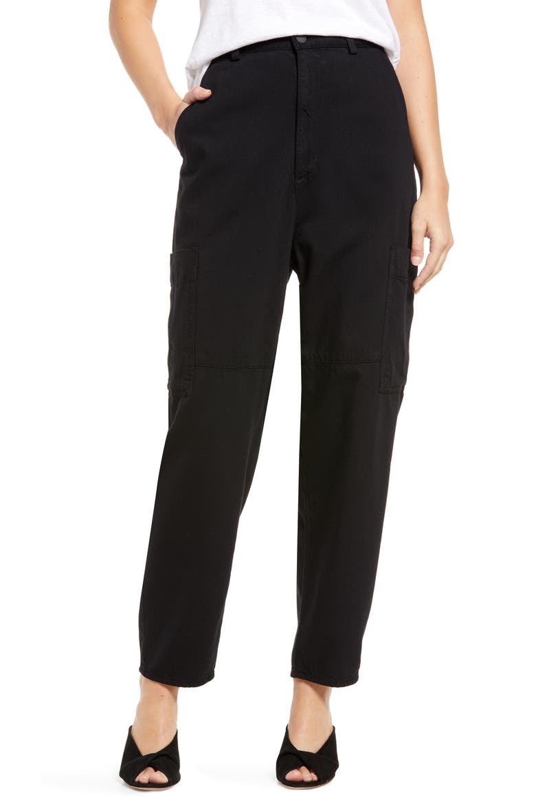 Renn Ankle Utility Jeans, Main, color, SUPER BLACK