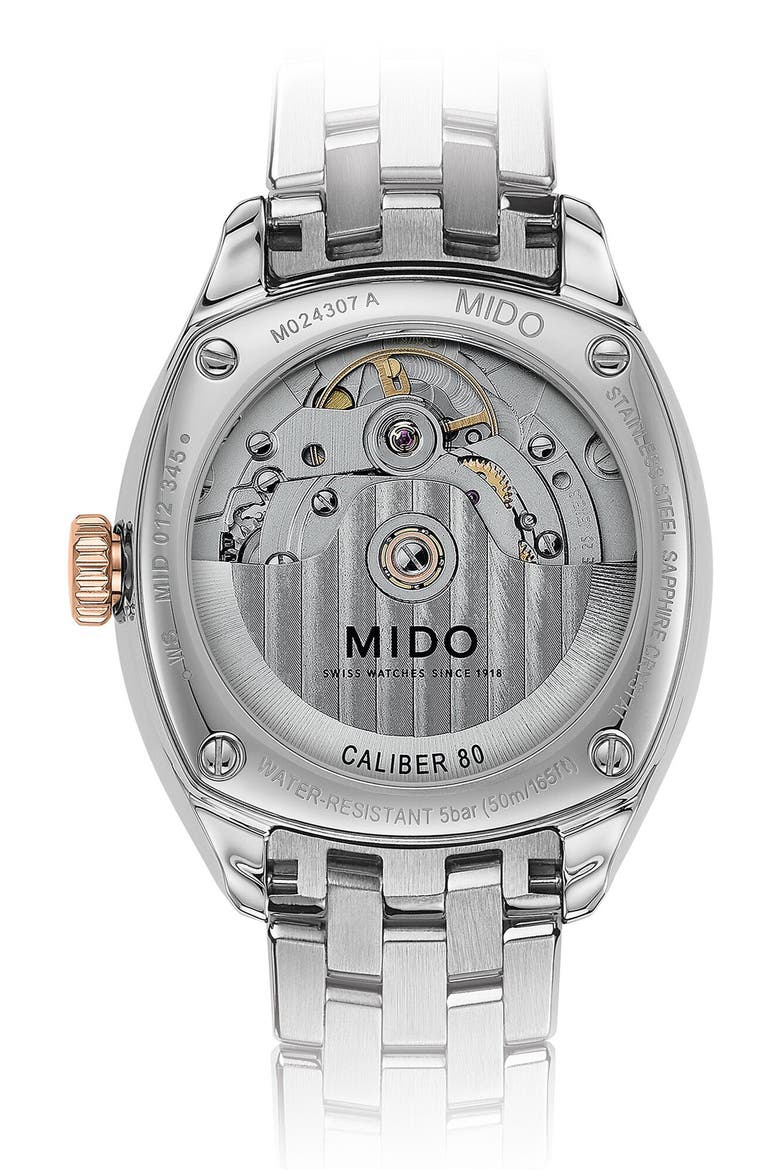 Belluna Royal Lady Mother-of-Pearl & Diamond Automatic Two-Tone Bracelet Watch, 33mm, Alternate, color, SILVER