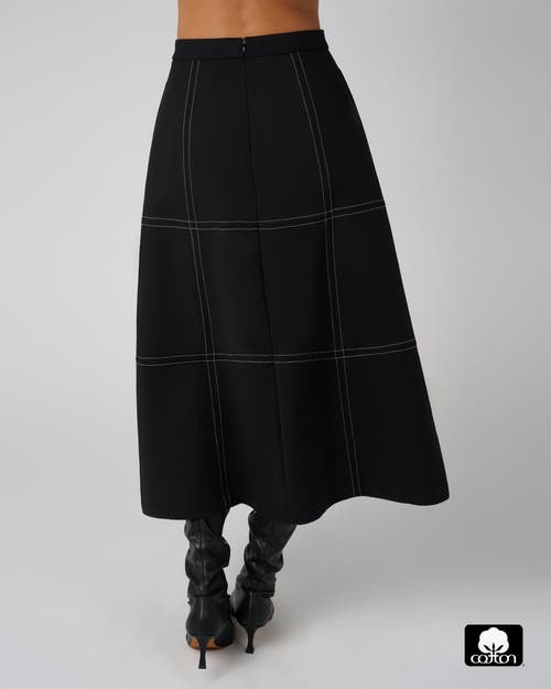 Weworewhat A-line Contrast Stitch Skirt In Black