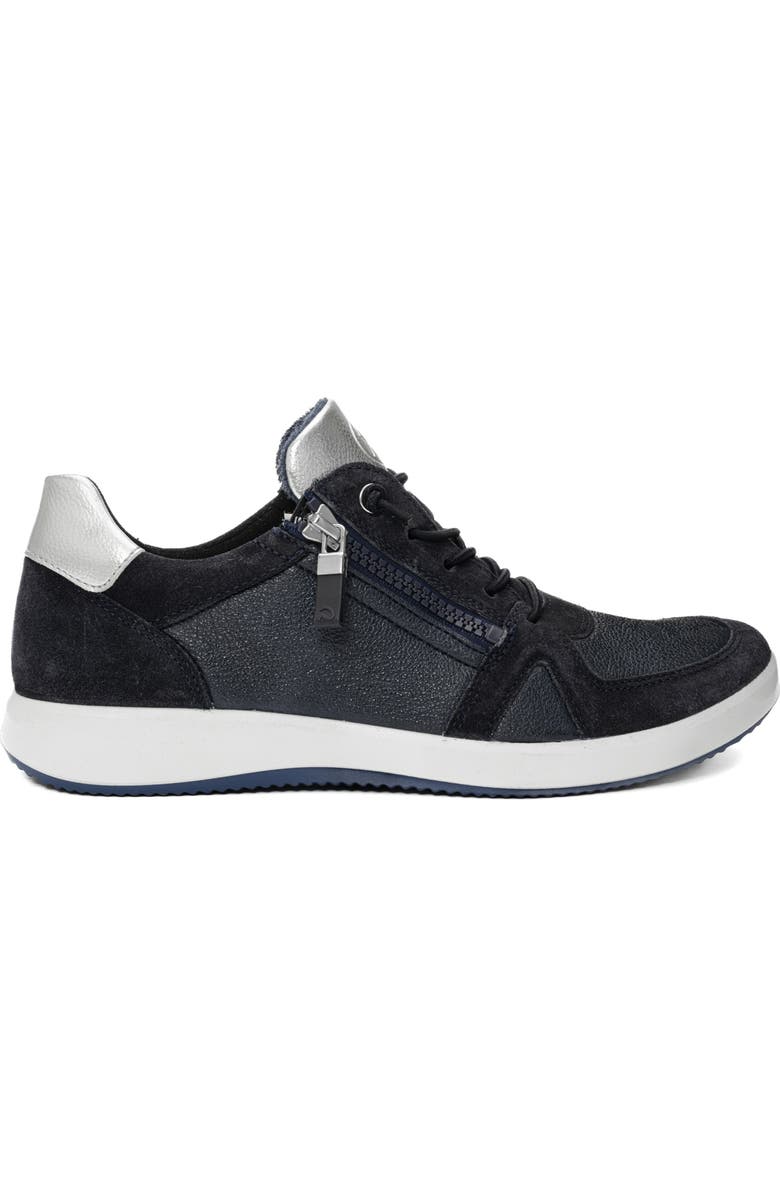 ara Riviera Side Zip Sneaker, Alternate, color, Navy/ Silver