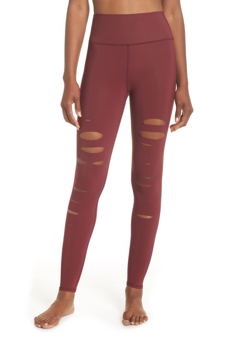 Ripped Airbrush Leggings, Main, color, BLACK CHERRY