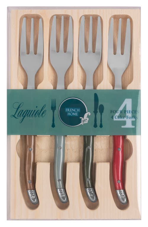 French Home Laguiole 4-piece Cake Fork Set In Red