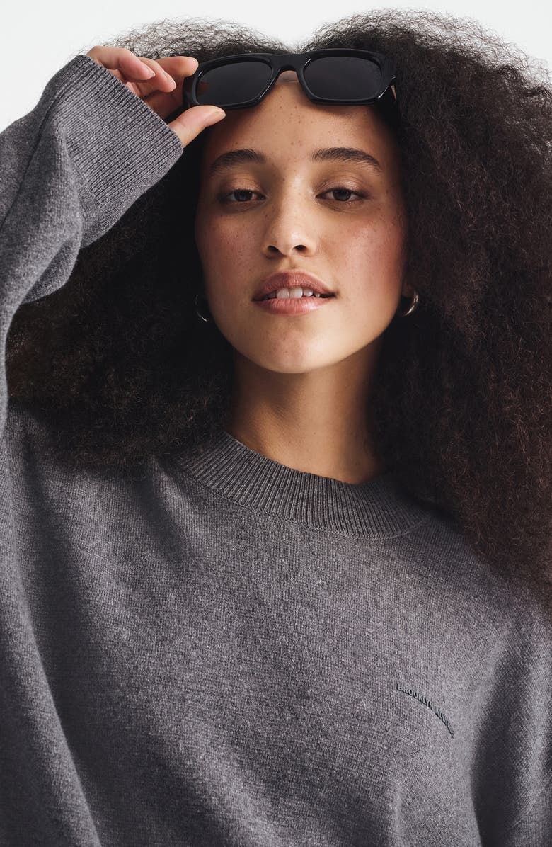 Brooklyn Industries Logo Crewneck Sweater, Alternate, color, Dark Grey Melange