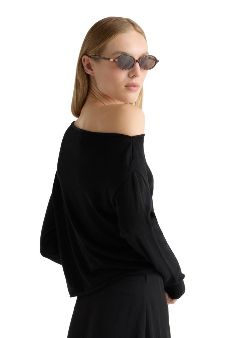 Hachi Tencel Wool Off Shoulder Sweater, Alternate, color, Black
