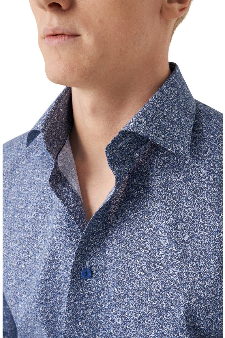 Slim Fit Micro Paisley Cotton Twill Dress Shirt, Alternate, color, BLUE