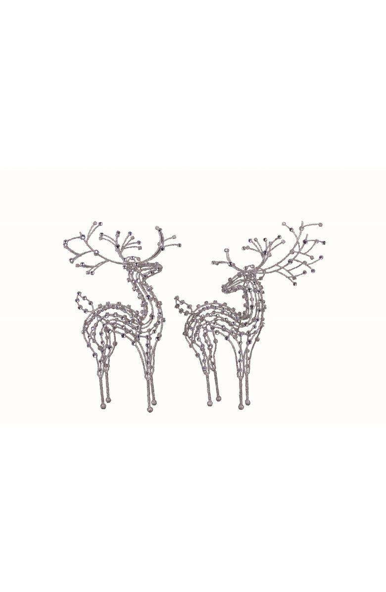 Transpac Metal Glitter Wire Reindeer Set of Two Christmas Decor, Main, color, 