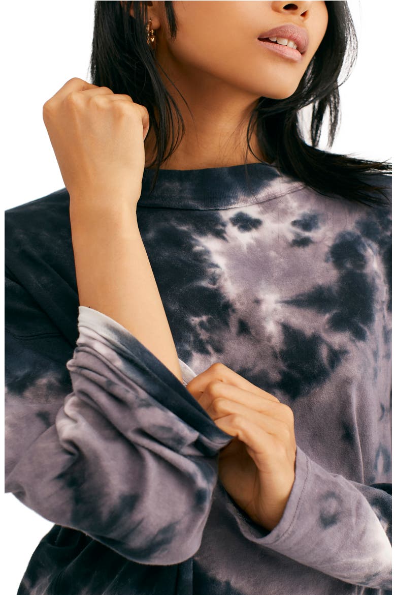 Be Free Tie Dye Oversize Long Sleeve T-Shirt, Alternate, color, CHARCOAL COMBO