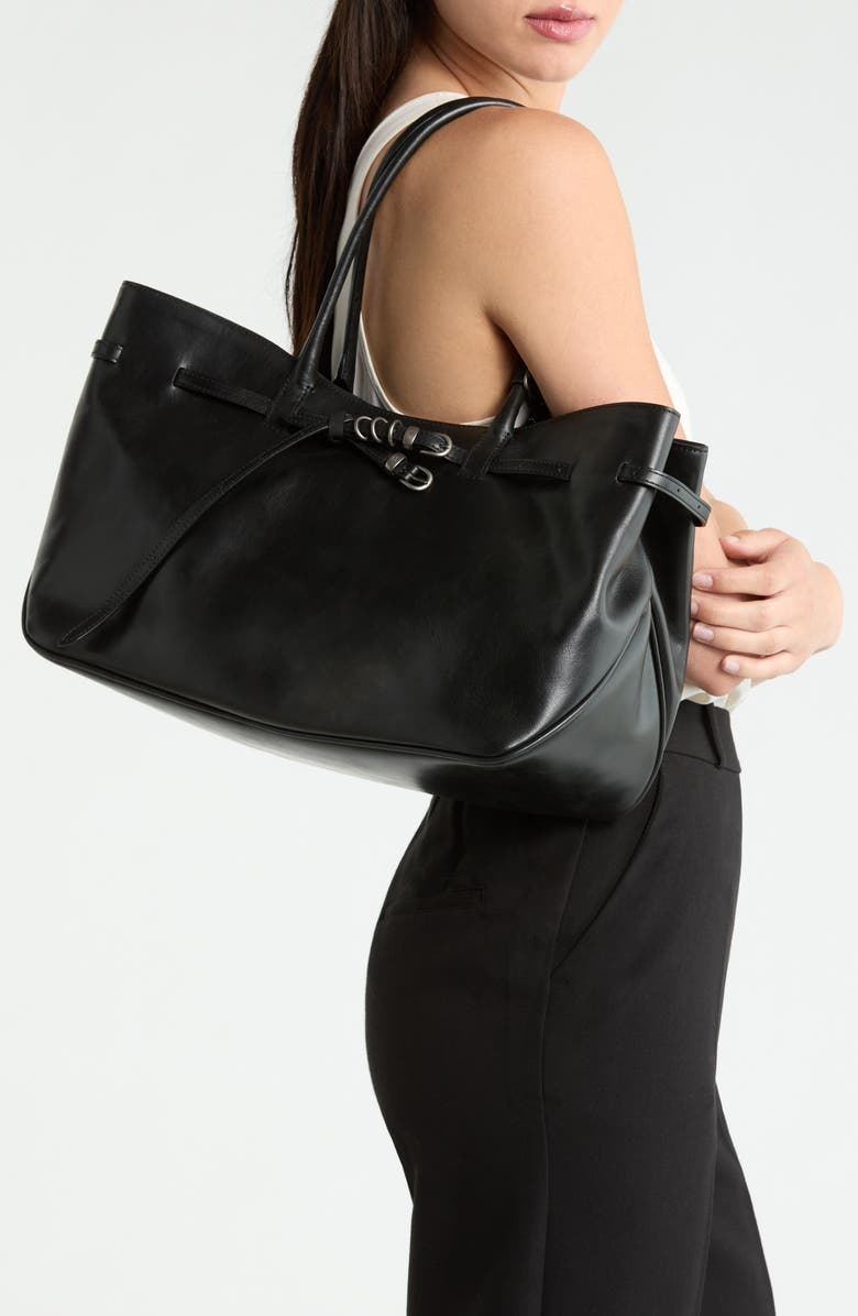 MARGESHERWOOD Grandma Large Buckle Suede Shoulder Bag, Alternate, color, Black Pull-Up