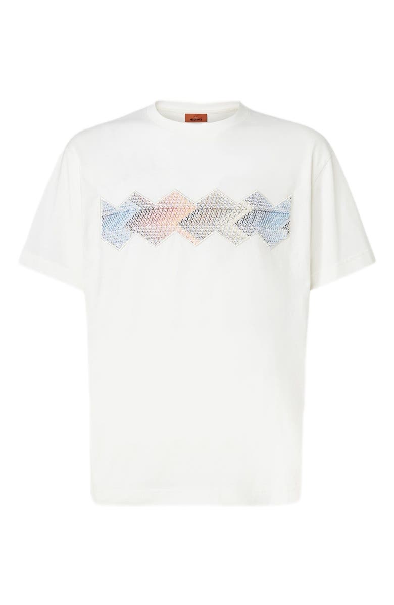 Missoni Cotton Crewneck T-shirt With Gradient Zig Zag Insert, Alternate, color, 
