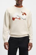 BOSS Soleri Abstract Graphic Cotton Fleece Crewneck Sweatshirt