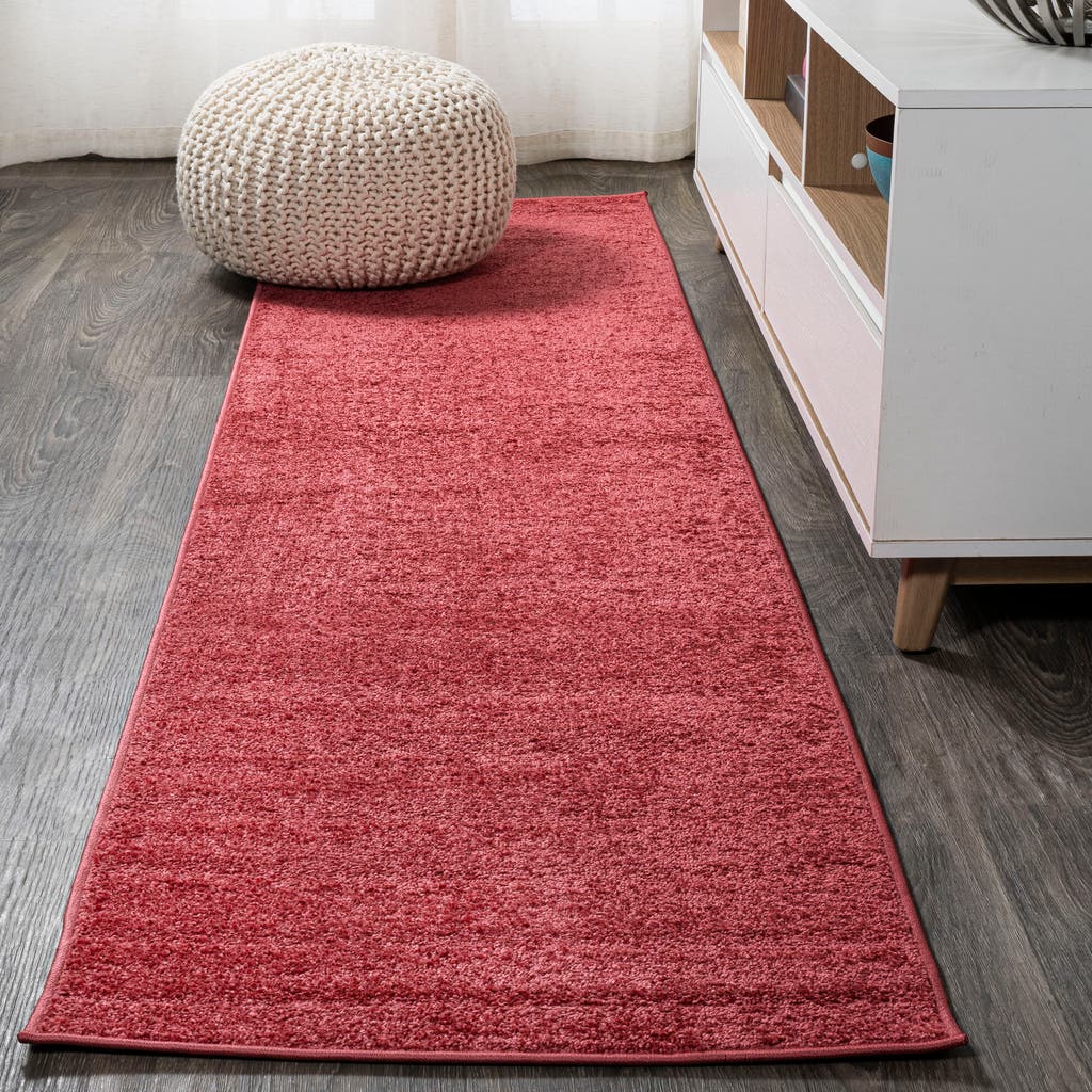 Shop Jonathan Y Haze Solid Low-pile Area Rug In Crimson/red