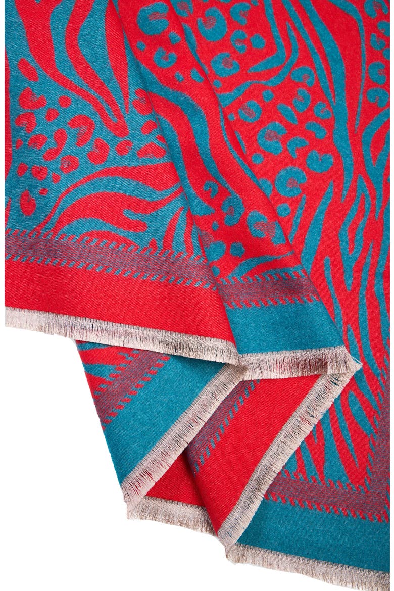 Mixed Animal Print Scarf, Alternate, color, BLUE