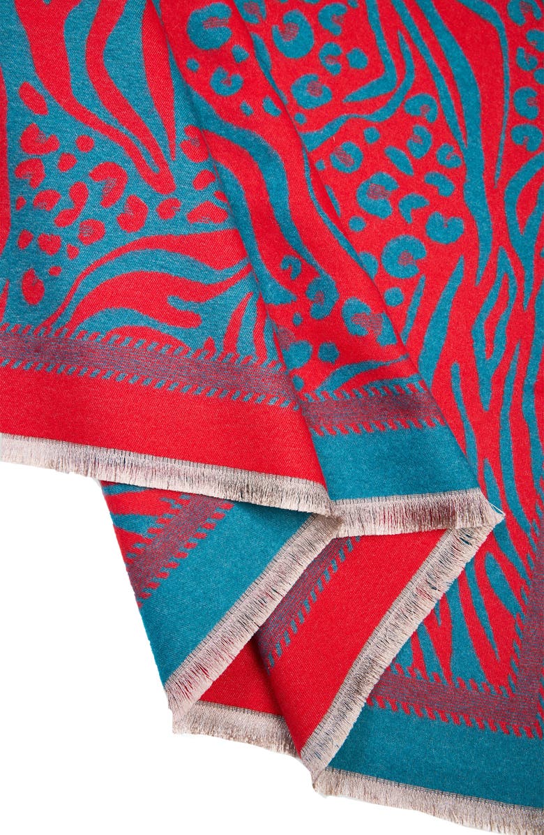 SAACHI Bold Mixed Animal Print Scarf, Alternate, color, Blue