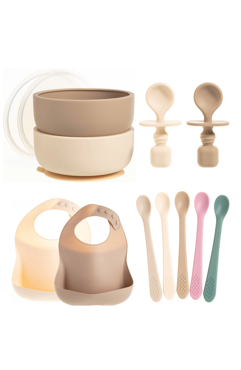 Sperric Silicone Baby Feeding Set 11-Piece, Main, color, Tan