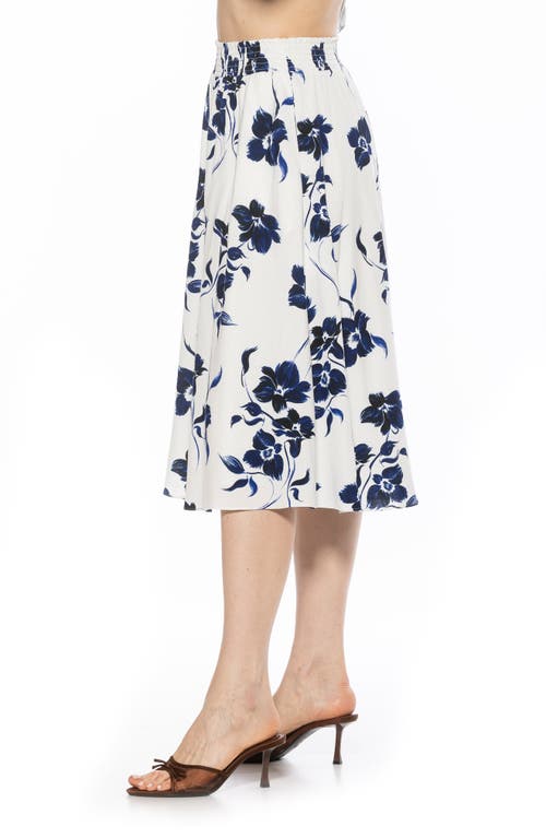 Alexia Admor Kliene Floral Smocked A-line Skirt In Ivory Floral
