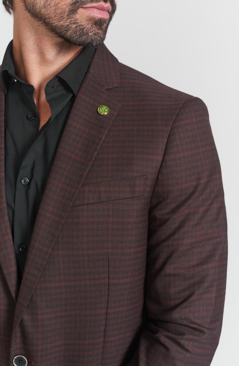CRICKETEER Plaid Print Wool Blend Sport Coat, Alternate, color, Brown