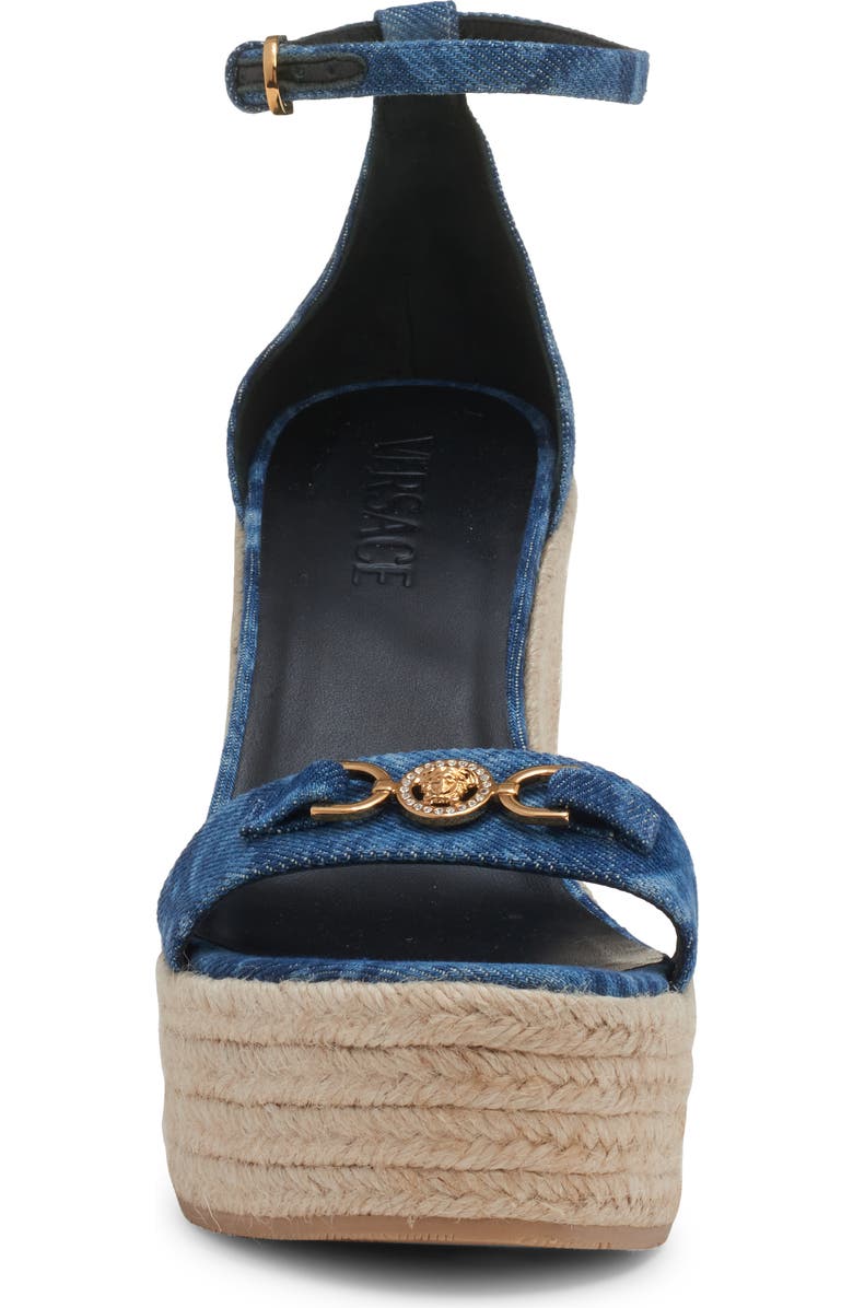 Versace Medusa '95 Espadrille Platform Wedge Sandal, Alternate, color, Blue