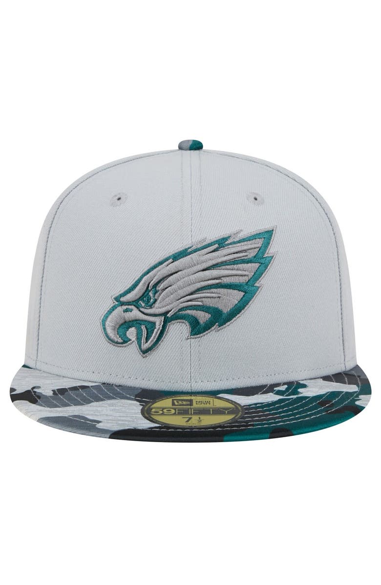 New Era Men's New Era Gray Philadelphia Eagles Active Camo 59FIFTY Fitted Hat, Alternate, color,