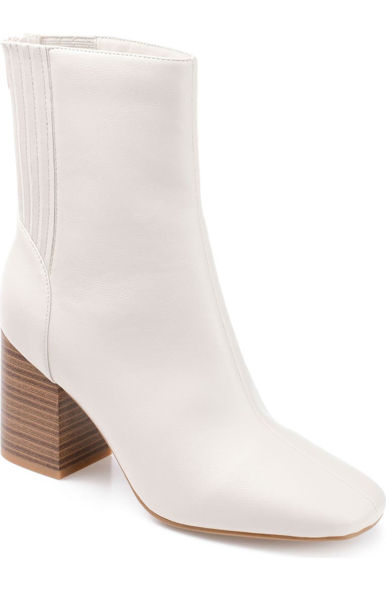 Journee Collection Maize Vegan Leather Bootie, Main, color, Bone