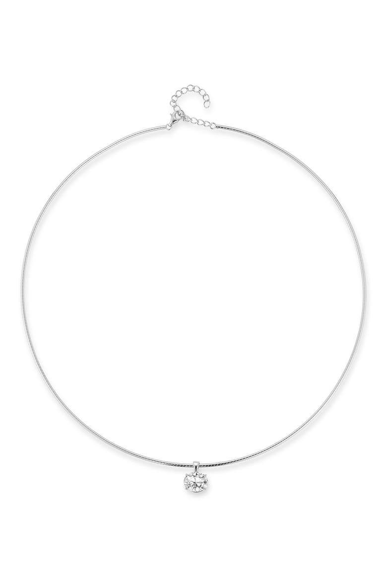 Lab-Created Moissanite Pendant Wire Necklace, Main, color, SILVER