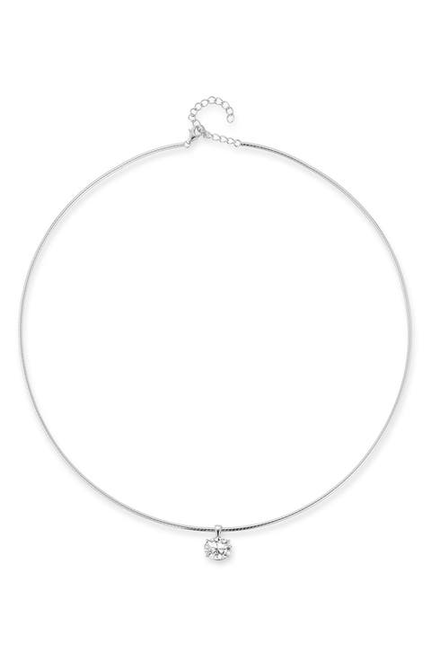 Lab-Created Moissanite Pendant Wire Necklace