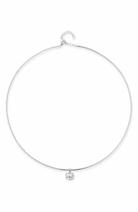 Lab-Created Moissanite Pendant Wire Necklace
