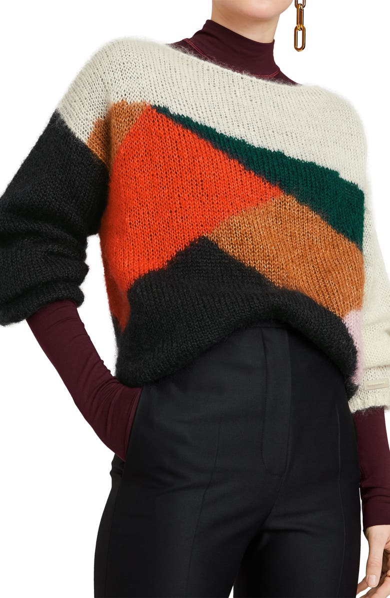 Burberry Paw Intarsia Mohair & Silk Sweater, Alternate, color,