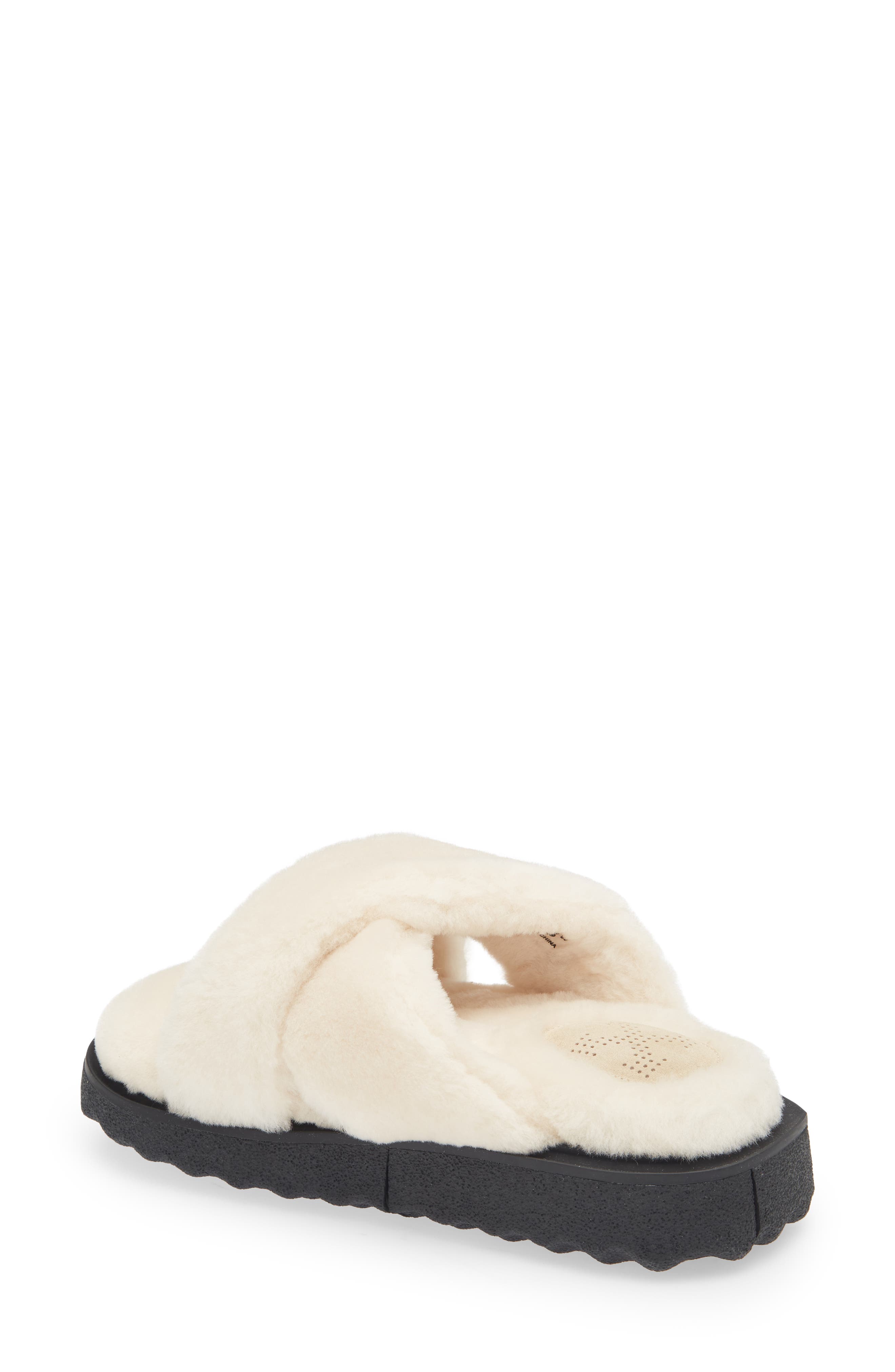 Off-White Sponge Sole Faux Shearling Slide Sandal, Alternate, color, 