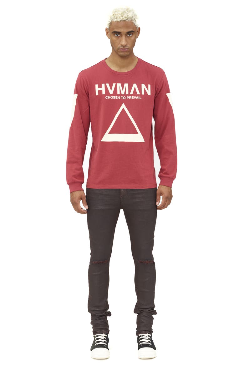 Triangle Logo Crewneck Long Sleeve Graphic Tee, Alternate, color, ROSEWOOD
